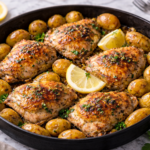 Garlic chicken and roasted potatoes